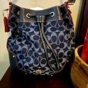 Coach Mickie Bucket Signature Denim